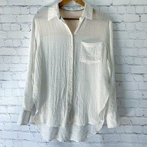 Free People Airy Crinkle Button Down, S